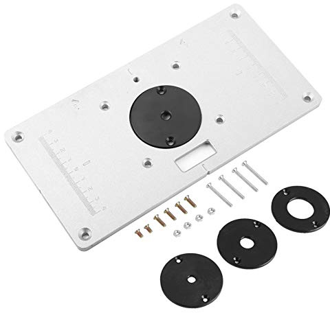 Aluminum Router Table Insert Plate with 4 Rings and Screws, 235x120x8mm Woodworking Bench Plate for M372 3709 R3-6 Routers, Durable Alloy Insert with Centering Bushing