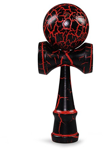 Ganzoo Kendama aus Buchen-Holz, Original Japanisches Traditionelles Holz-Sportgerät mit Kugel, Schnur und Fangteller für Geschicklichkeit/Balancing, Geschenk-Idee, schwarz/rot
