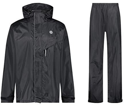 AGU Essential Passat Regenanzug, Regenkleidung Fahrrad Herren & Damen, Wasserdicht & Reflektierend, 100% Recyceltes Polyester, Unisex - S - Schwarz