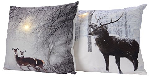Kaemingk LED Kissen Motiv Reh oder Hirsch batteriebetrieben 40 x 40 cm Stückpreis