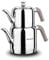 Korkmaz Riva A189-02 Ensemble théière et théière en acier inoxydable 3 l Compatible induction Thé turc