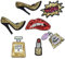 7 Pcs Sequins Lips Sexy Heels Embroidered Iron On Sew On Badge Applique Lipstick Perfume Patches Badge Sticker