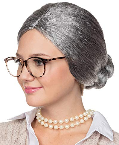 Rubie's 54425-STD Granny Perücke Oma grau Dutt Professorin streng Omi