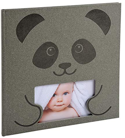 Exacompta 14561E Premium Fotoalbum Zephire mit Pandamotiv, 30 Seiten, quadratisch, perfekt für Ihre Baby- und Kinderfotos zum selbstgestalten Fotobuch grau