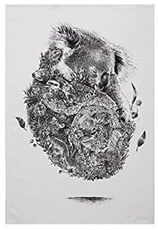 Maxwell & Williams Marini Ferlazzo Geschirrtuch mit Tiermotiv Koala & Freunde 100% indische Baumwolle, weiß, 50 x 70 cm