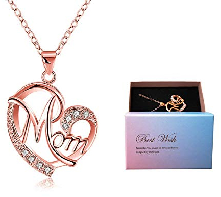 DEESOSPRO® Muttertagsgeschenk, Halskette das beste Geschenk für Mutters Geburtstag Herz Diamant Anhänger Halskette für Mamas Geburtstag Rose Gold
