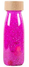 PETIT BOUM – Float Sensory Bottle in Pink EIN Mikrokosmos in jeder Flasche Entdecken, zuhören und Lernen Sinnesstimulation Sensorische Flaschen für Kinder