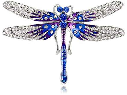 KristLand - Elegante Libelle Schmetterlings Insekt Spinne Broschen mit Austrain Kristall/Tochter/Weihnachten/Hochzeiten/Frauen Schmuck/Party Blaue Libelle
