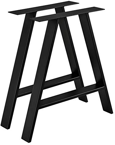 Set de 2 Pieds de Table Design en Forme A avec Embouts de Protection Lot de 2 Pieds de Meuble DIY Métal Revêtu par Poudre Noir 70 x 10 x 72 cm