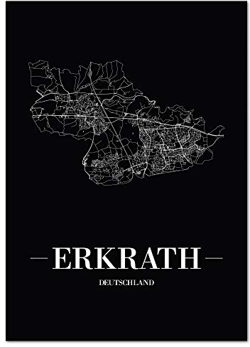 JUNIWORDS Stadtposter, Erkrath, Wähle eine Größe, 21 x 30 cm, Poster, Schrift A, Schwarz