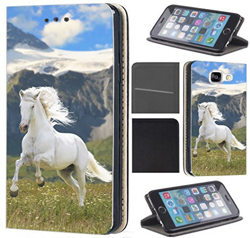 KX-Mobile Hülle für iPhone 6 / 6s Handyhülle Motiv 477 Pferd Hengst Weiß Wiese Grün Weiß Blau Premium aus Kunstleder Beidseitig Bedruckt HandyCover Handyhülle für iPhone 6 / 6s Hülle