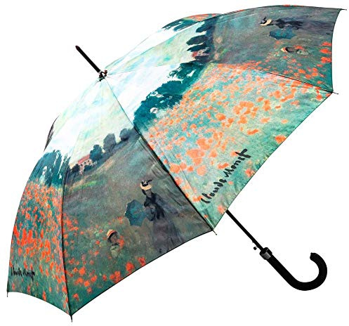 LUCKYWEATHER Regenschirm Stockschirm Damen Motiv Mohnblumenfeld Auf-Automatik I Stockregenschirm groß und stabil sowie hochwertig verarbeitet I Regenschirme mit UV-Schutz