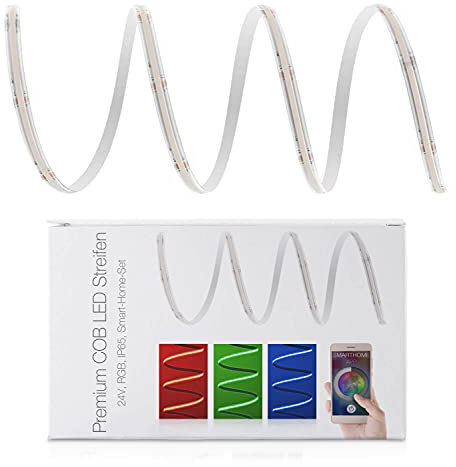 LED Universum COB LED Streifen Smart Home Set RGB mit Zigbee Controller & Netzteil Band Strip Premium Filament 24V LED Streifen IP65 bunt (7 Meter)