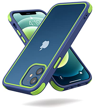 MobNano Ultra Hybrid Durchsichtig Hülle für iPhone 12 Mini Hülle Stoßfest Bumper Transparent Handyhülle Shockproof Fallschutz Silicone iPhone 12 Mini Case - Blau/Gelbgrün