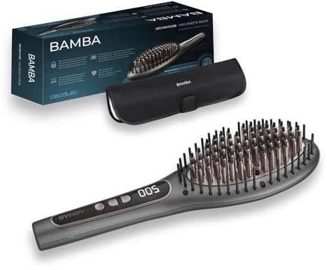 Cecotec Brosse lissante Bamba InstantCare 1100 Smooth Brush. température de 140 ºC à 220 ºC, avec 9 réglages prédéfinis, et affichage numérique, technologie Pro Ionizer.