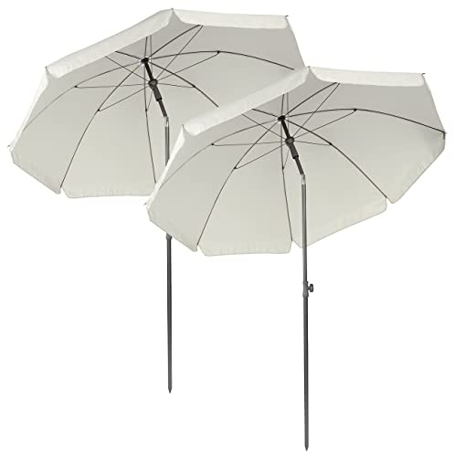 Royal Gardineer Camping-Sonnenschirm: 2er-Set 2-teilige Sonnenschirme mit Sonnenschutz UV 50+, Ø 200 cm (mit Tragetasche, Strand Schirm, Sonnensegel)