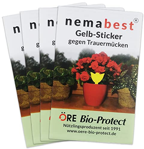 nemabest® 40 Gelb-Sticker gegen Trauermücken, steckbare und giftfreie Gelbtafeln/Gelbfallen auch gegen weitere Fliegende Schadinsekten wie Thripse, Blattläuse, Weiße Fliegen u. a.