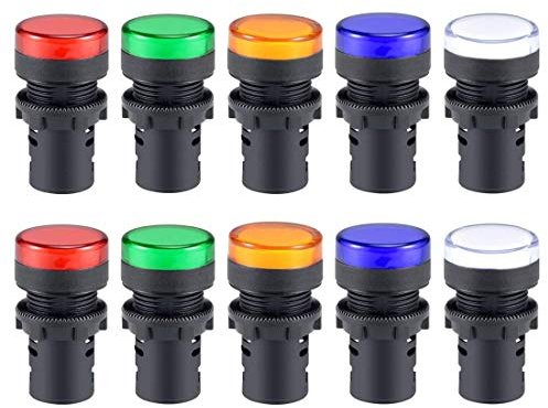 GTIWUNG 10 Stücke AC DC 24V Energiesparende Led-anzeige Signalleuchte, LED Leuchtmelder Signalleuchte Kontrolleuchte, 22mm Gewinde
