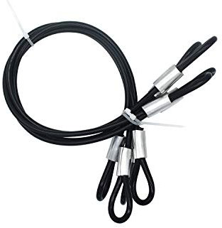 Bytiyar 4 correas de seguridad de alambre de acero galvanizado de 5 mm de grosor con revestimiento de goma de acero trenzado y 2 bucles, color negro