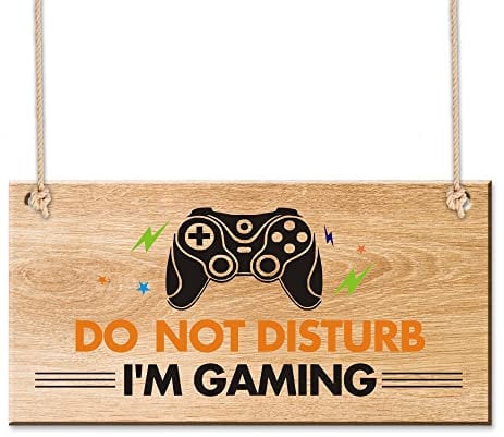 Funny Gamer Gifts for Boys Gaming Sign Gifts Bedroom Door Sign for Man Cave Novelty Gamer Hanging Sign Accessories for Birthday Christmas Plaque Xbox Gift for Brother Son