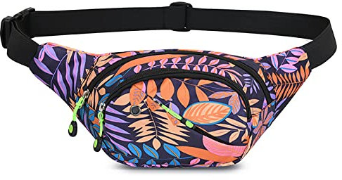 Long Keeper Bauchtasche Damen Herren Stylisch Multifunktionale Bauchtasche Gürteltasche Groß Verstellbare Träger Hüfttasche Fanny Pack für Outdoor Reise Sport Ahornblatt Muster