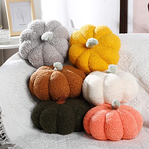 Namalu 6 Stück Gefüllte Kürbis Dekokissen 18 x 20 cm 3D Süße Flauschige Plüsch Kürbis Wurfkissen für Zuhause Schlafzimmer Wohnzimmer Raum Sofa Deko (Lebendig)