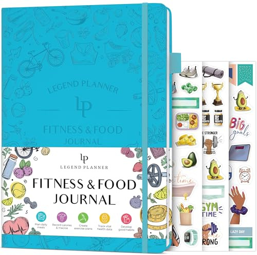 Legend Fitness & Food Journal – Nutrition & Workout Planner with Exercise Calendar & Nutrient Tracker – Gym Training & Diet Log Book for Women & Men – Lasts 3 Months, 14x21cm (Turquoise)