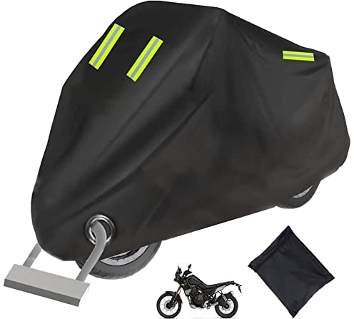 Motorrad Abdeckplane Wasserdicht -265x105x133cm, XXXL Motorradgarage Abdeckung, 210D Oxford Motorradplane Outdoor Motorrad Schutzhülle Abdeckung mit Schlossloch