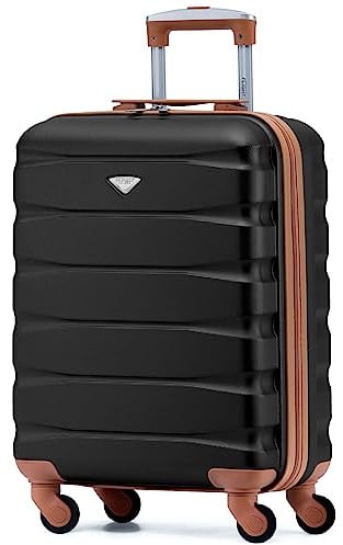 Flight Knight Leichte 4-Rad-ABS-Hartschalenkoffer Handgepack, zugelassen fur uber 60 Fluggesellschaften, einschließlich easyJet, Jet2 und maximale Große fur Ryanair (Priority) 55 x 40 x 20 cm