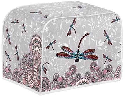 STUOARTE Kitchen Toaster Covers 4 Slice Wide Slot Boho Mandala Dragonfly Print Toaster Dust Cover Small Appliance Covers Dustproof Bread Maker Covers