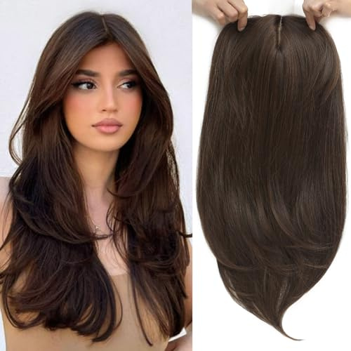 Haarteil für Damen, Haarteil für dünneres Haar, 45,7 cm, 16,5 x 16,5 cm, natürliches glattes Haar, super weich zum Anfassen wie natürliches Haar