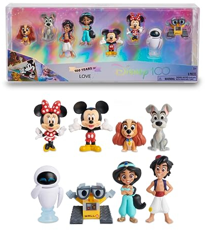 Disney 100 Love Celebration, Sammelspielzeug mit Disney-Charakteren, enthält 8 Verschiedene Figuren, 100% offizielle Lizenz, 12 zum Sammeln, 3 Jahre, Famosa (DED16100)