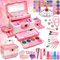 Maquillaje Niñas Juguetes para - 63PCS Set de Maquillaje Niñas, Kit de Maquillaje Niñas, Juguete de Maquillaje Lavable,Regalo de cumpleaños y Navidad para niñas de 4 5 6 8 10-12