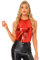 Allegra K Damen Pailletten Oberteil Metallic Glitzer Ärmellos Club Party Camisole Tank-Tops Rot Glänzend S