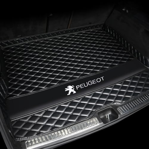 Peugeot 5008 (7seats) 2017-2024 Kofferraumwanne Leder Vollständige Einkreisung Heckmat Bottom-Blackstyle