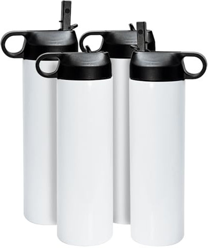 Sumex 4 Pack 500nl Sublimation Stainless Steel Leakproof Water Bottles with Straw Lid