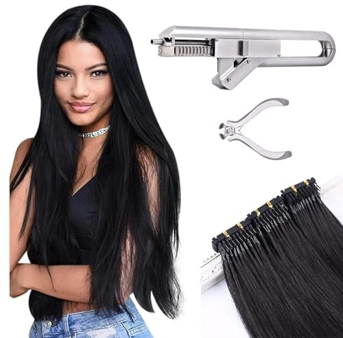 6D-1 Hair Extensions Machine Kit,Hair Extension Gun Professional Equipment,10-pin No-Trace Hair Extensions Tool, for Salon Human Hair