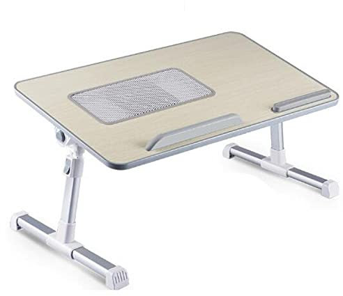 Tisch fürs Bett, Laptop-Betttisch, Mesa De Cama Ajustable En Altura, tragbarer, belüfteter Schoßschreibtisch, verstellbares Notebook, zum Schreiben, Lesen, Arbeiten am Bett/Couch/Sofa, weiß,