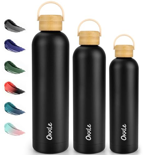 Trinkflasche Edelstahl mit Griff Deckel, Auslaufsichere 750ml Thermosflasche, BPA frei Edelstahl Isolierte Trinkflasche Kohlensäure Geeignet, Vakuum Wasserflasche 12 Hrs heiß/24 Hrs kalt