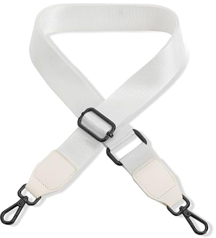 Schultergurt für Handtasche Laptoptasche - Weiß [Metallfarbe: Schwarz] - Länge verstellbar 89-142 cm - Breite 3,8 cm - Ersatz Gurt Band Schulterriemen Strap Umhängegurt für Laptoptasche