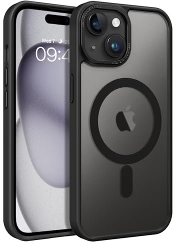 GaoBao Magnetic Designed for iPhone 15 Case, Fashionable Slim Fit iPhone 15 Phone Case, [Compatible with MagSafe] Shockproof Translucent Matte Protective Case Cover for iPhone 15 6.1 Inch, Black