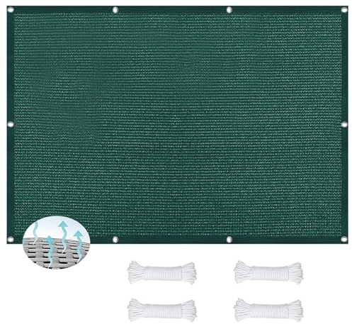 Sonnensegel Atmungsaktiv Rechteckig 3.8 x 9 m Windschutz Atmungsaktiv Zaunblende Schattiernetz Sichtschutznetz Reißfest Meterware für Camping Schwimmbad Zwinger, Dunkelgrün