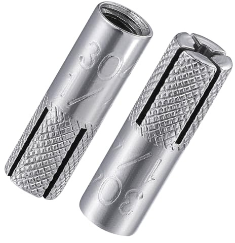 Wensilon Assortimento di ancoraggi a goccia in acciaio inossidabile di alta qualità, 1/4-20, zigrinati a goccia per calcestruzzo solido, bulloni a vite ad espansione forzata interna, 20 pezzi