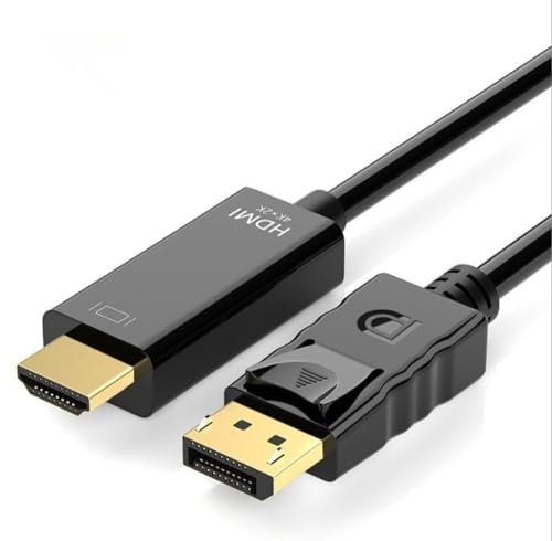 H.May Cavo DisplayPort DP a HDMI, 4K/30HZ, 1080P/60HZ, 1920x1200, spine placcate in oro, cavo DisplayPort (DP) a HDMI compatibile con monitor, PC, laptop, Projektor (1080P/60HZ 1.8 Meter)
