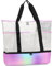 UYLIA 8 Taschen Tote Mesh Strandtasche Damen Groß Faltbare mit Wasserdichter Kühltasche für Spielzeugaufbewahrung Strand Reise Picknick, Shopper Handtasche Badetasche Umhängetasche (Regenbogen)