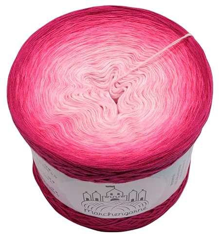Farbverlaufsgarn Fruchtbombe 4 oder 3 fädig Bobbel Wolle häkeln stricken (Fruchtbombe - Hot Pink außen, 3 Fach - 200g/1000m)
