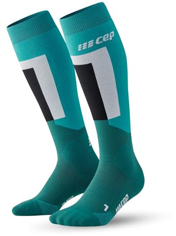 CEP - Skisocken mit Kompression für Herren, Lange Kompressionsstrümpfe, Größe IV/L / 42-45, Turquoise/Green