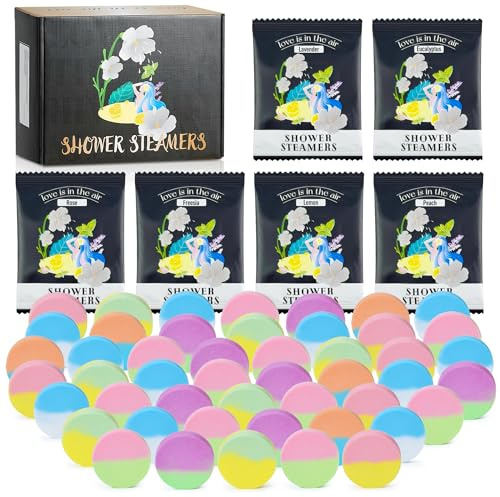48pcs Aromatherapy Shower Steamers - Relaxation Birthday Christmas Set for Women and Men, Shower Bombs Tablets for Stress Relief and Self Care, Luxury Home Spa