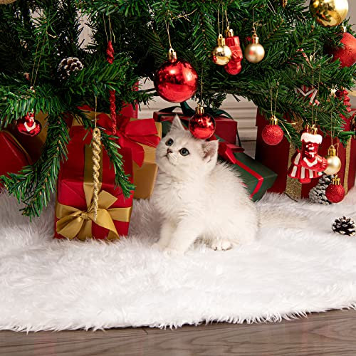 YILEEY Weihnachtsbaum Decke 90 cm Rund zur Weihnachten Deko - Christbaumdecke aus Kunstfell Wiederverwendbar und Waschbar - Christmas Tree Decorations für den Innen- und Außenbereich