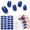 Semi Cured Gel Nail Strips, 28 pcs Deep Blue Gel Nail Stickers Full Nail Wraps for Women ,Long Lasting Gel Nail Strips Work with Any UV Lamp, Easy to Apply